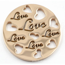 Liebes-Herz-Münzen-Platte mit Rosen-Goldüberzug